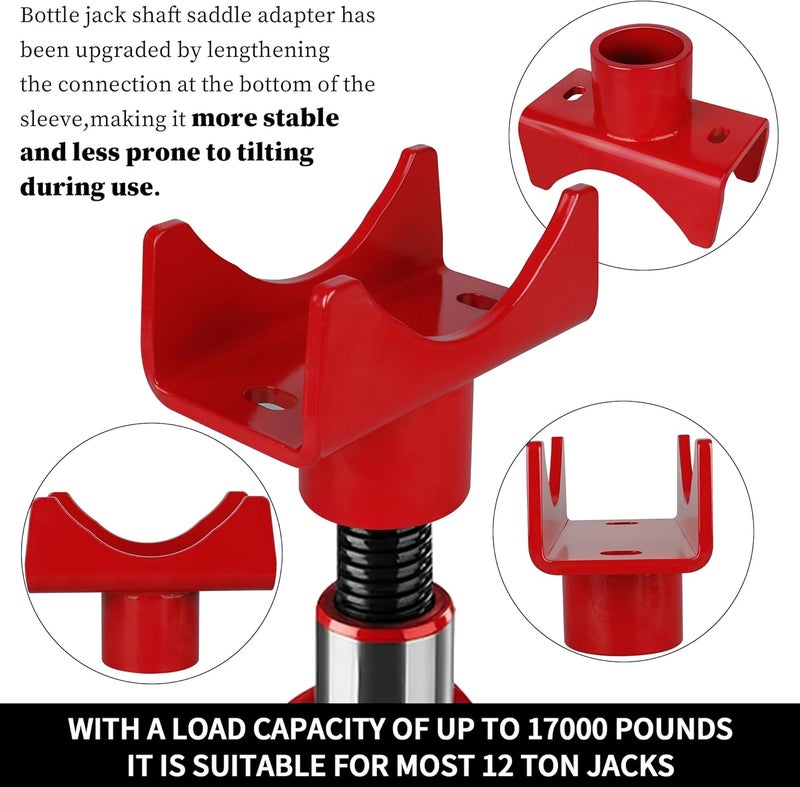 LVACODV Bottle Jack Adapters, Axle Saddle for 2", 3", 4" Round & 2" Square Tube, Bottle Jack Extension for RV Trailer, Within 1.5" Lifting Platform, Garage, Farm & Ranch (Red) - Image 4